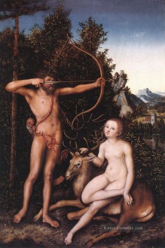 Apollo und Diana Religiosen Lucas Cranach der Ältere Nacktheit Ölgemälde